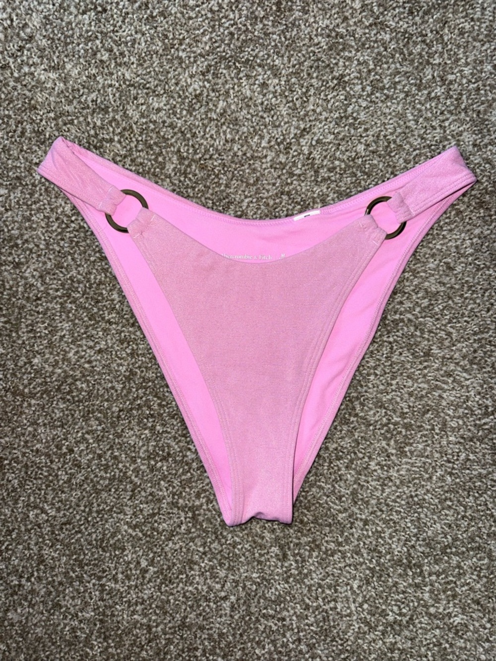 Abercrombie & Fitch Pink High-Leg Bikini Bottom with Hip Rings Size Medium